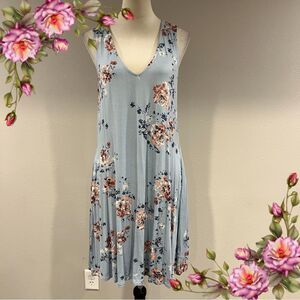 Maurice’s Floral Sleeveless v-neck mini Dress in dusty blue color